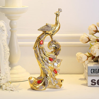 Luxury Decorative Peacock Miniature Paperweight Glass Animal Peafowl Craft For Ornaments Home Decor DIY Gifts