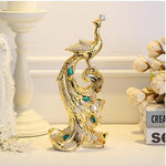 Luxury Decorative Peacock Miniature Paperweight Glass Animal Peafowl Craft For Ornaments Home Decor DIY Gifts