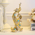 Luxury Decorative Peacock Miniature Paperweight Glass Animal Peafowl Craft For Ornaments Home Decor DIY Gifts