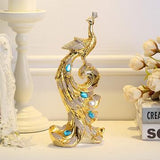 Luxury Decorative Peacock Miniature Paperweight Glass Animal Peafowl Craft For Ornaments Home Decor DIY Gifts