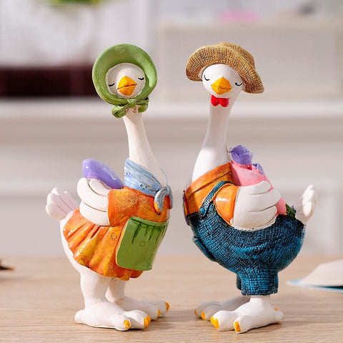 Kawaii Home Decoration Gifts Duck Crafts Ducking Ornaments 2016 Rural Style Artificial Daddy Duck Baby Duck Resin Crafts