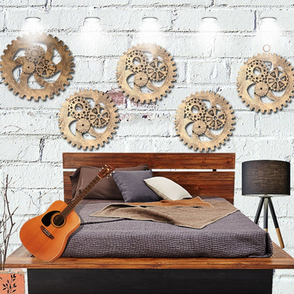 Retro Industrial Gear Wooden Wall Vintage Hanging Craft